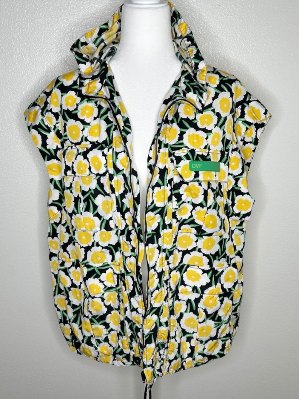 Diane Von Furstenberg For Target Womens Floral Hooded Utility Vest Size S EUC
